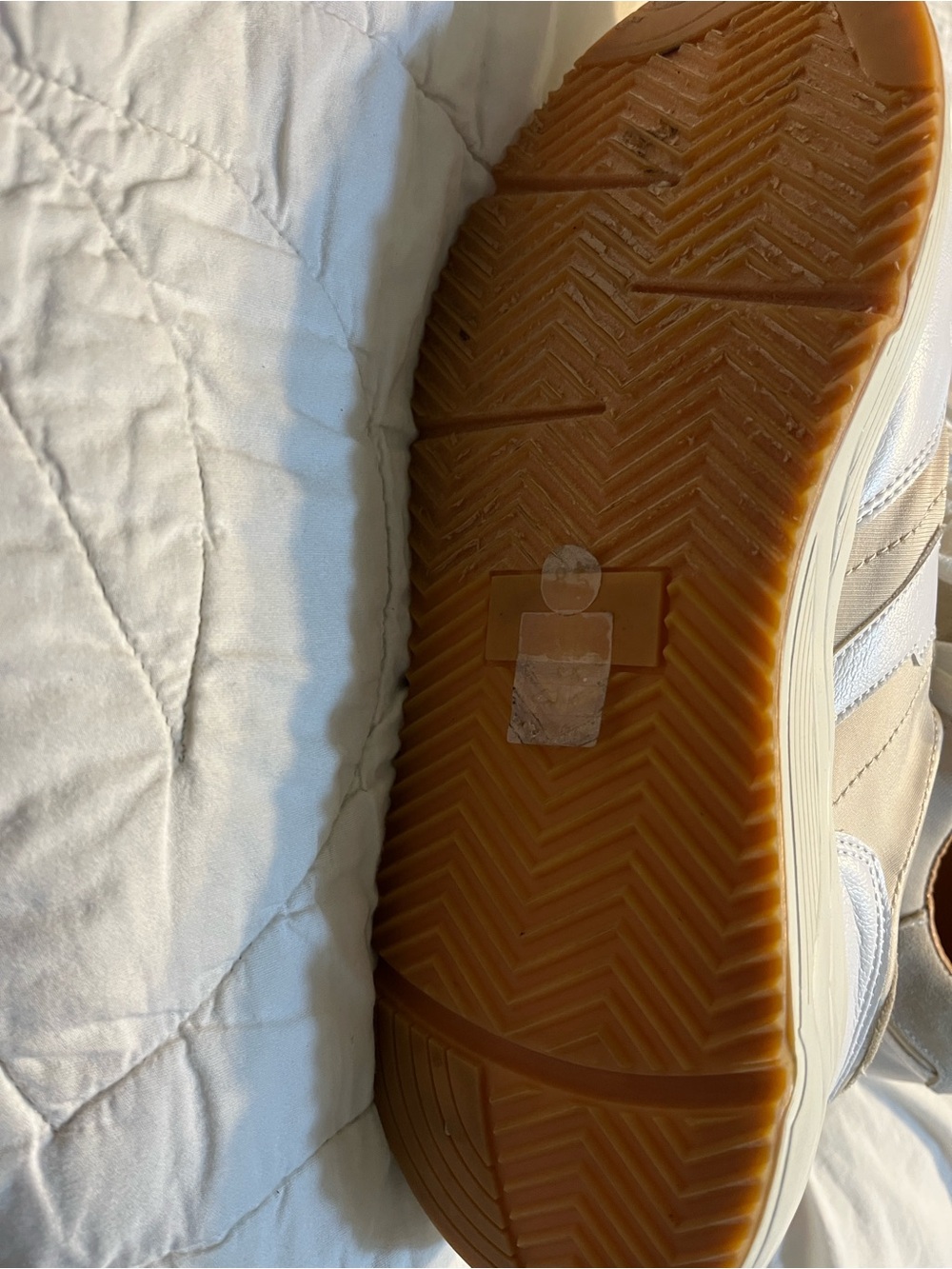 Beige and White Platform Sneakers with Cushioned Sole - Picture 5 of 9